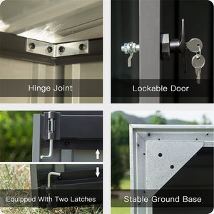 English Elm Outdoor Galvanized Steel Storage Shed with Lockable Doors and Waterproof Gable Roof W1859S00033