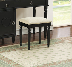 English Elm Bedroom Vanity Set with Stool and Flip Mirror Storage, Heart Accent Drawer, Kid-Friendly Design Black 24 L x 27 W x 34 H B011113339