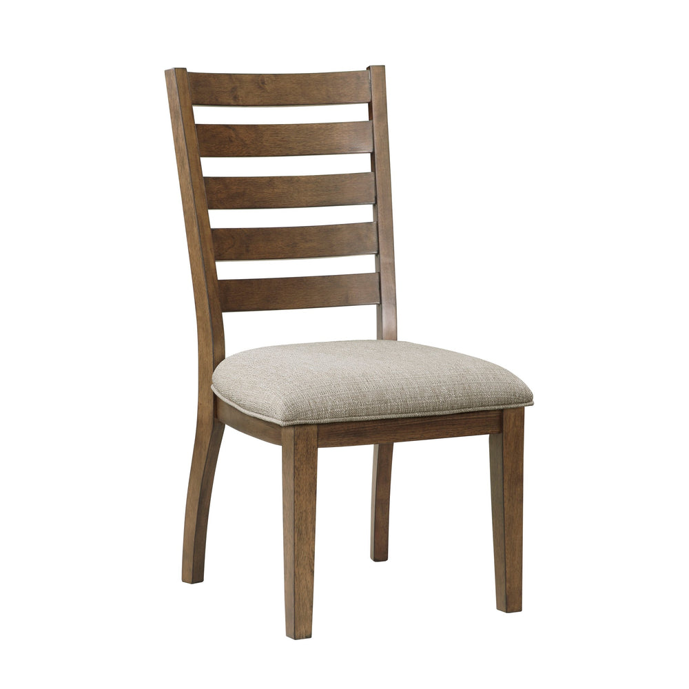 English Elm Cherry Tigard Ladder-Back Side Chairs Set of 2 — Cherry Finish Padded Neutral Upholstery, Classic 38"H B011113351