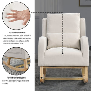 English Elm Welike 27.5" W Modern High Back Rocking Chair with Lumbar Pillow, Side Pockets, Cozy Design Beige W834105963