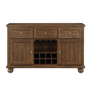 English Elm Cherry Tigard Traditional Server Buffet Cabinet with Adjustable Shelf, 8-Bottle Wine Rack & Drawers B011113352