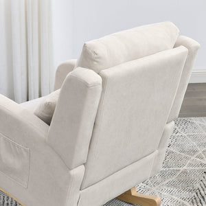 English Elm Welike 27.5" W Modern High Back Rocking Chair with Lumbar Pillow, Side Pockets, Cozy Design Beige W834105963