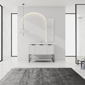 English Elm 48 Freestanding Bathroom Vanity with Resin Basin, Soft-Close Doors & Drawer, Metal Handle, Sleek Design White W99951398