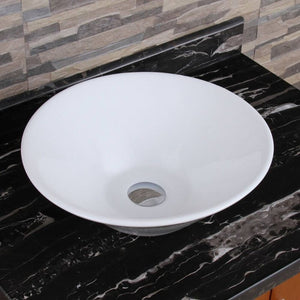 English Elm Ceramic Round Above Counter Art Basin White Bathroom Vessel Sink Stain-Resistant Easy-Clean W99969283