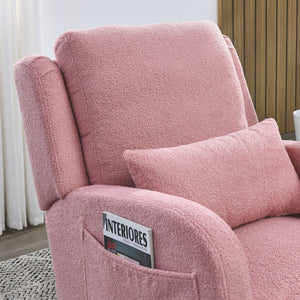 English Elm Welike 27.5" W Modern High Back Rocking Chair with Lumbar Pillow, Side Pockets, Cozy Design Pink Teddy W834105961