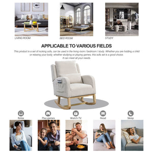 English Elm Welike 27.5" W Modern High Back Rocking Chair with Lumbar Pillow, Side Pockets, Cozy Design Beige W834105963