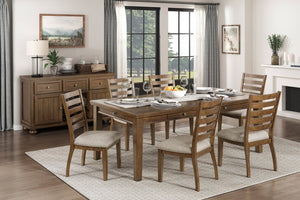 English Elm Cherry Finish Arts and Crafts Dining Set with Ladder Back Chairs and Dovetail Drawer Table B011S00398