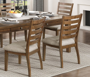 English Elm Cherry Finish Arts and Crafts Dining Set with Ladder Back Chairs and Dovetail Drawer Table B011S00398