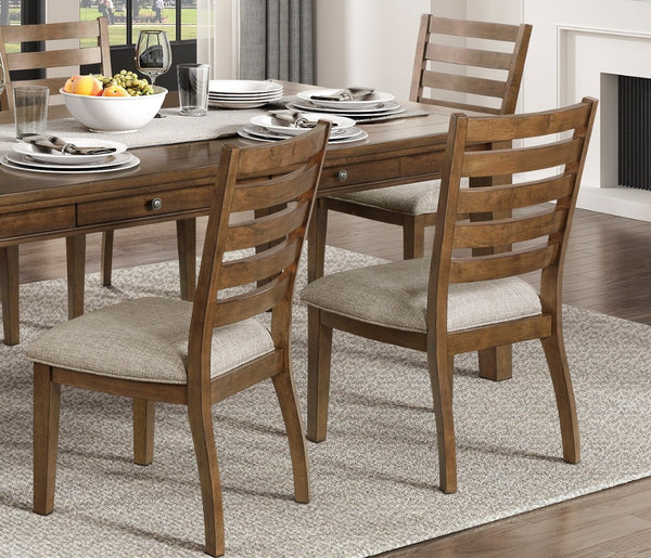 English Elm Cherry Finish Arts and Crafts Dining Set with Ladder Back Chairs and Dovetail Drawer Table B011S00398