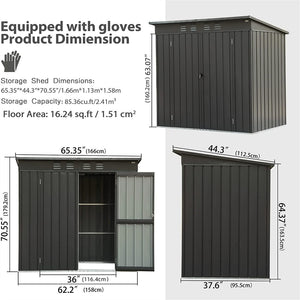 English Elm Backyard Steel Utility Shed Sloped Roof Lockable Vented Galvanized Outdoor Storage W1859S00034