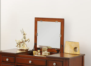 English Elm Classic Elegant Vanity Set with Flip-Top Mirror and Stool, Compact 43" x 18" Dressing Table with Storage Cherry 25 L x 16 W x 48 H B011113336