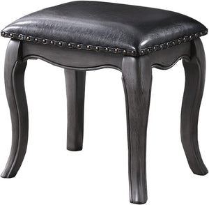 English Elm Contemporary Grey Vanity Desk Set with Padded Stool, Arched Mirror & Floral Crown, 3 Drawers, Chic Elegance B011113310