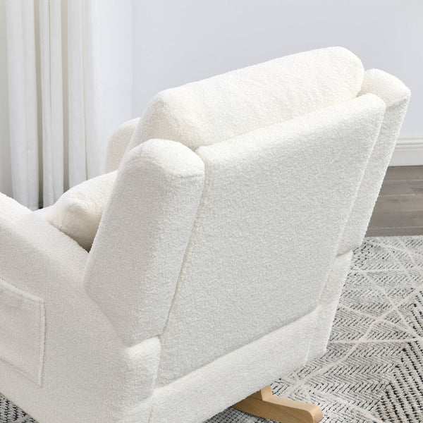 English Elm Welike 27.5" W Modern Accent High Back Rocking Chair with Lumbar Pillow, Side Pockets, Cozy Upholstery and 250 lb Capacity Ivory W834P356489