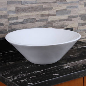 English Elm Ceramic Round Above Counter Art Basin White Bathroom Vessel Sink Stain-Resistant Easy-Clean W99969283