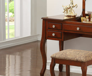 English Elm Classic Elegant Vanity Set with Flip-Top Mirror and Stool, Compact 43" x 18" Dressing Table with Storage Cherry 25 L x 16 W x 48 H B011113336