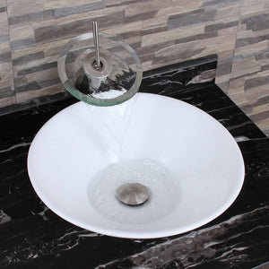 English Elm Ceramic Round Above Counter Art Basin White Bathroom Vessel Sink Stain-Resistant Easy-Clean W99969283