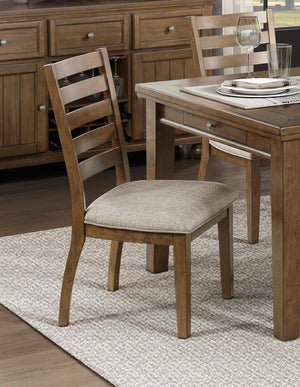 English Elm Cherry Finish Acacia 5 Piece Dining Set Ladder Back Chairs Dovetail Storage Table B011S00397