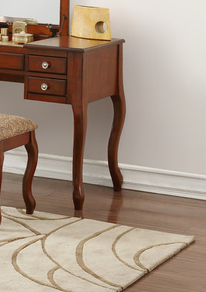 English Elm Classic Elegant Vanity Set with Flip-Top Mirror and Stool, Compact 43" x 18" Dressing Table with Storage Cherry 25 L x 16 W x 48 H B011113336