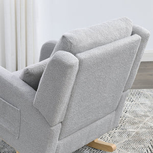 English Elm Welike 27.5" W Modern Accent High Back Rocking Chair with Lumbar Pillow, Side Pockets, Cozy Upholstery and 250 lb Capacity Grey W834P356491