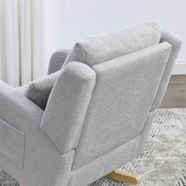 English Elm Welike 27.5" W Modern Accent High Back Rocking Chair with Lumbar Pillow, Side Pockets, Cozy Upholstery and 250 lb Capacity Grey W834P356491