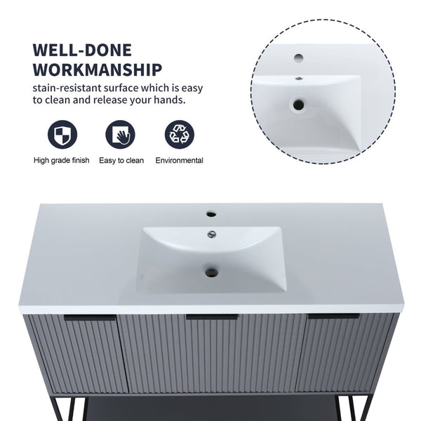 English Elm 48 Inch Freestanding Bathroom Vanity Resin Basin Soft Close Cabinet Modern Bath W999P444238