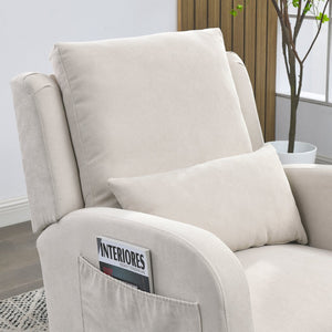 English Elm Welike 27.5" W Modern High Back Rocking Chair with Lumbar Pillow, Side Pockets, Cozy Design Beige W834105963