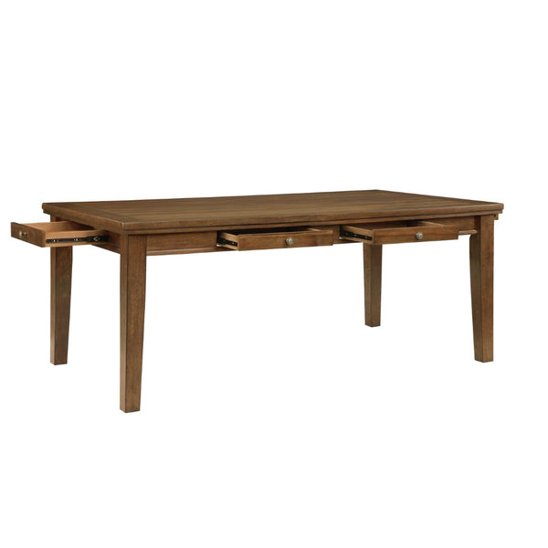 English Elm Cherry Finish Arts and Crafts Dining Table with Six Storage Drawers Seats Six B011113350