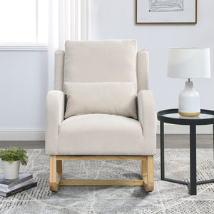 English Elm Welike 27.5" W Modern High Back Rocking Chair with Lumbar Pillow, Side Pockets, Cozy Design Beige W834105963