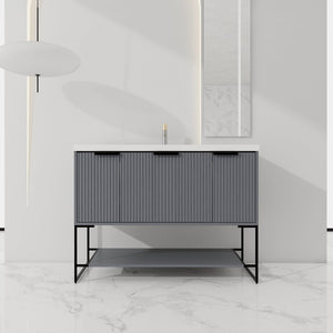 English Elm 48 Inch Freestanding Bathroom Vanity Resin Basin Soft Close Cabinet Modern Bath W999P444238