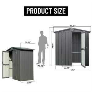 English Elm Outdoor Galvanized Steel Storage Shed with Lockable Double Doors for Backyard Use W1859S00029