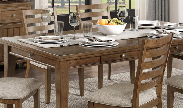 English Elm Cherry Finish Acacia 5 Piece Dining Set Ladder Back Chairs Dovetail Storage Table B011S00397