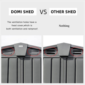 English Elm Outdoor Galvanized Steel Storage Shed with Lockable Doors and Spire Roof Backyard W1859S00030