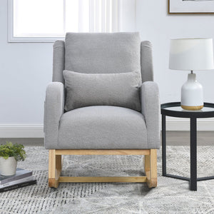 English Elm Welike 27.5" W Modern Accent High Back Rocking Chair with Lumbar Pillow, Side Pockets, Cozy Upholstery and 250 lb Capacity Grey W834P356491
