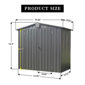 English Elm Outdoor Galvanized Steel Storage Shed with Lockable Doors and Spire Roof Backyard W1859S00030