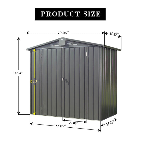 English Elm Outdoor Galvanized Steel Storage Shed with Lockable Doors and Spire Roof Backyard W1859S00030