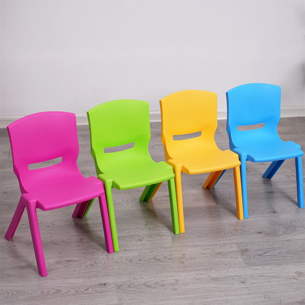 English Elm Kids Chair Set 4-Pack Multicolor — Lightweight Eco PP Stackable Classroom Chairs 11.8" Seat, Durable W1859113380