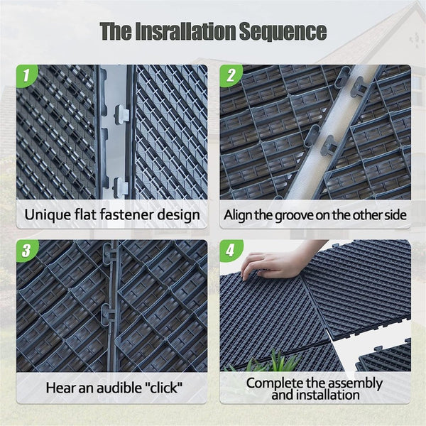 English Elm Patio Interlocking Deck Tiles, 12"X12" Dark Gray Composite Flooring For Easy Outdoor Upgrades W1859P224294-GIGA