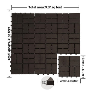 English Elm Patio Interlocking Composite Deck Tiles Checked Grid Drainage Design for Balcony Pool Brown W1859113478