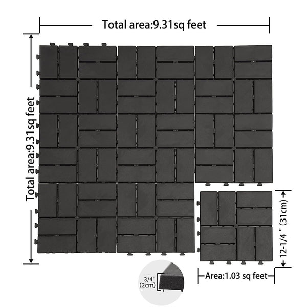 English Elm Patio Interlocking Composite Deck Tiles Waterproof Drainage Grid for Balcony or Backyard Gray W1859P184896