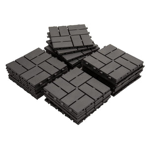 English Elm Patio Interlocking Composite Deck Tiles Checked Grid Drainage Design for Balcony Pool Gray W1859113475