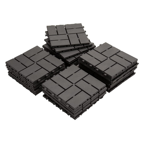 English Elm Patio Interlocking Composite Deck Tiles Checked Grid Drainage Design for Balcony Pool Gray W1859113475