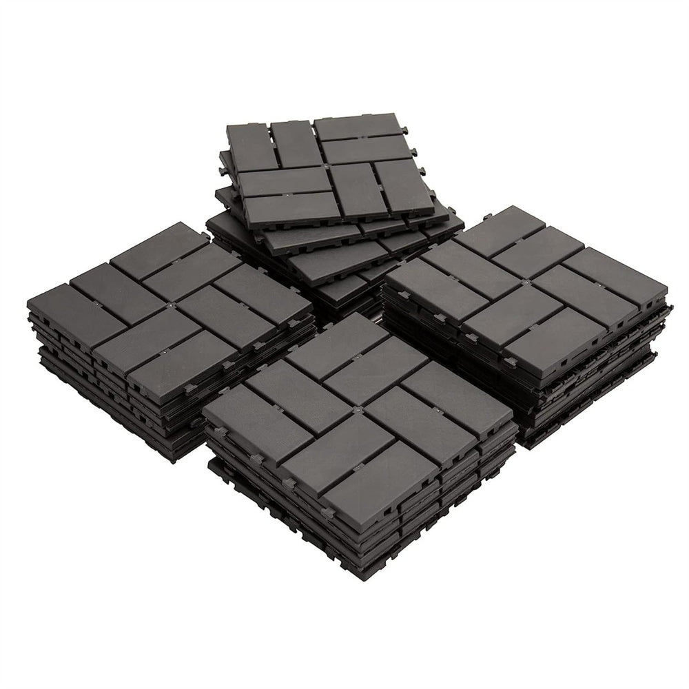 English Elm Patio Interlocking Composite Deck Tiles Waterproof Drainage Grid for Balcony or Backyard Gray W1859P184874
