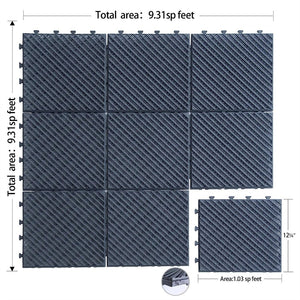 English Elm Patio Interlocking Deck Tiles, 12"X12" Dark Gray Composite Flooring For Easy Outdoor Upgrades W1859P224294-GIGA