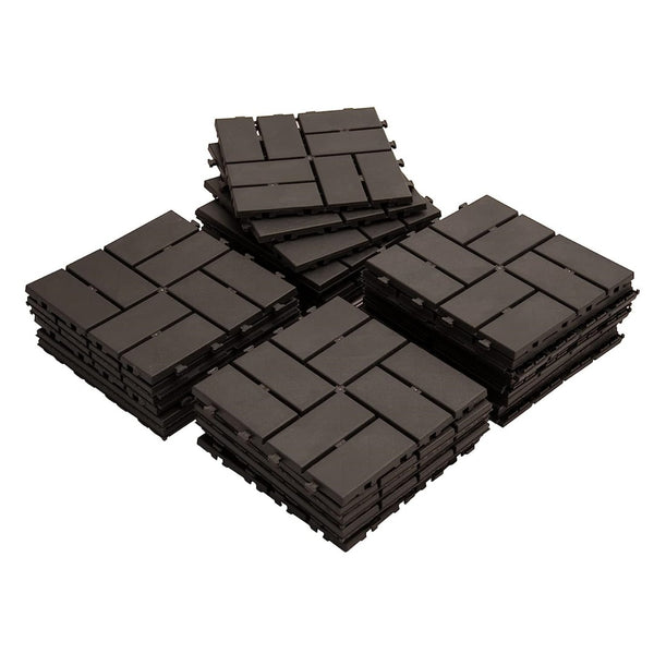 English Elm Patio Interlocking Composite Deck Tiles Waterproof Drainage Grid for Balcony or Backyard Brown W1859P184890