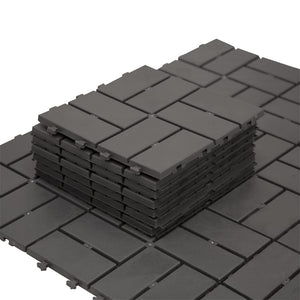 English Elm Patio Interlocking Composite Deck Tiles Waterproof Drainage Grid for Balcony or Backyard Gray W1859P184896