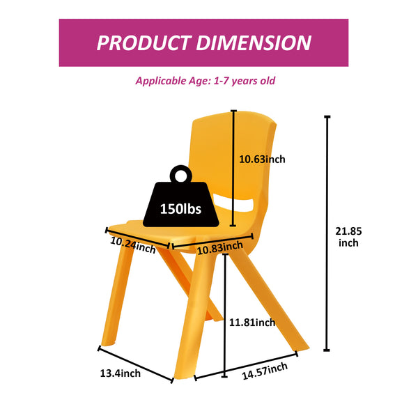 English Elm Kids Chair Set 4-Pack Multicolor — Lightweight Eco PP Stackable Classroom Chairs 11.8" Seat, Durable W1859113380