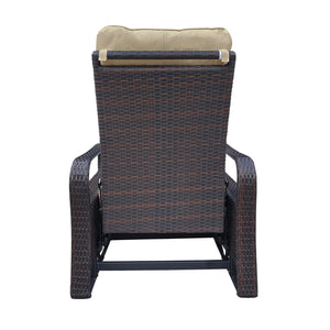 English Elm Outdoor Recliner - Adjustable Wicker Lounge Chair with 5.12" Thick Cushion, Rust‑Resistant Aluminum Frame, Khaki W1889109402