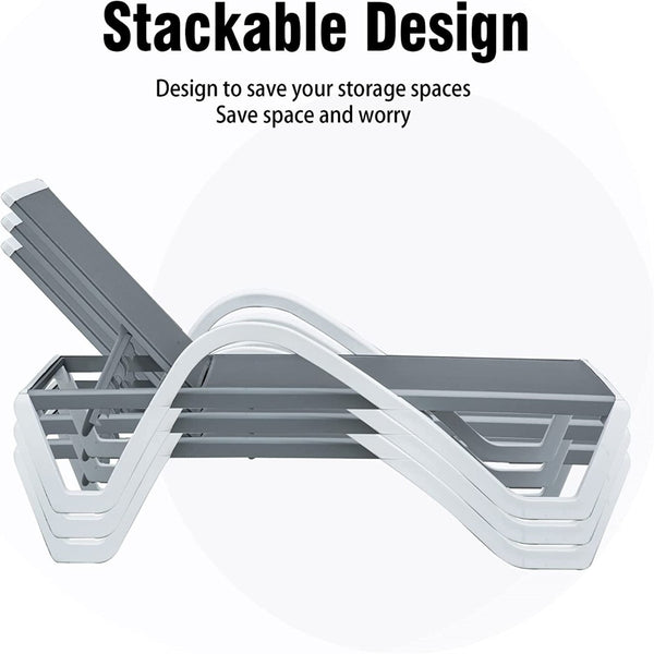 English Elm Patio Adjustable Chaise Lounge Chair Set With Armrests, Table & Wheels - Weather-Resistant Comfort W1859109676-GIGA