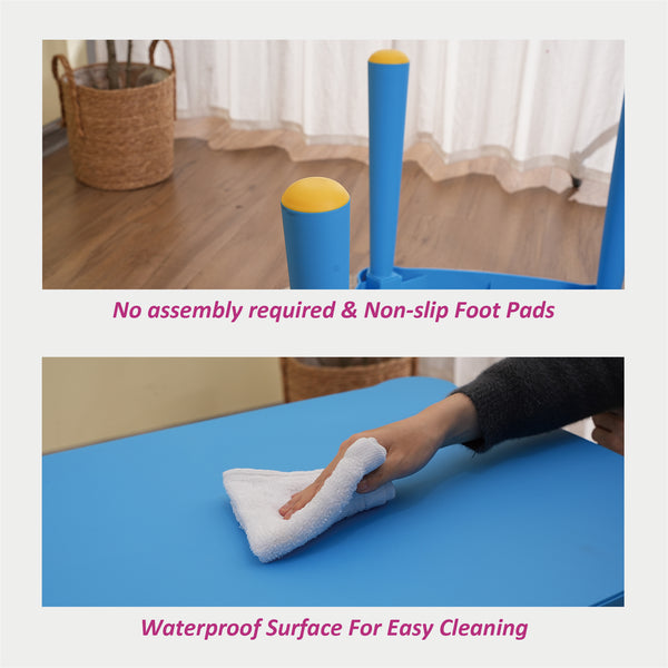 English Elm Kids Table Spacious Rectangular Activity Table for School Home Play Reading Dining Safe Easy Clean Blue W1859113381