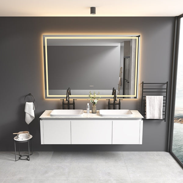 English Elm 84in. Matte Black Framed Led Vanity Mirror Dimmable Anti-fog Full Length Wall Mount W127294621